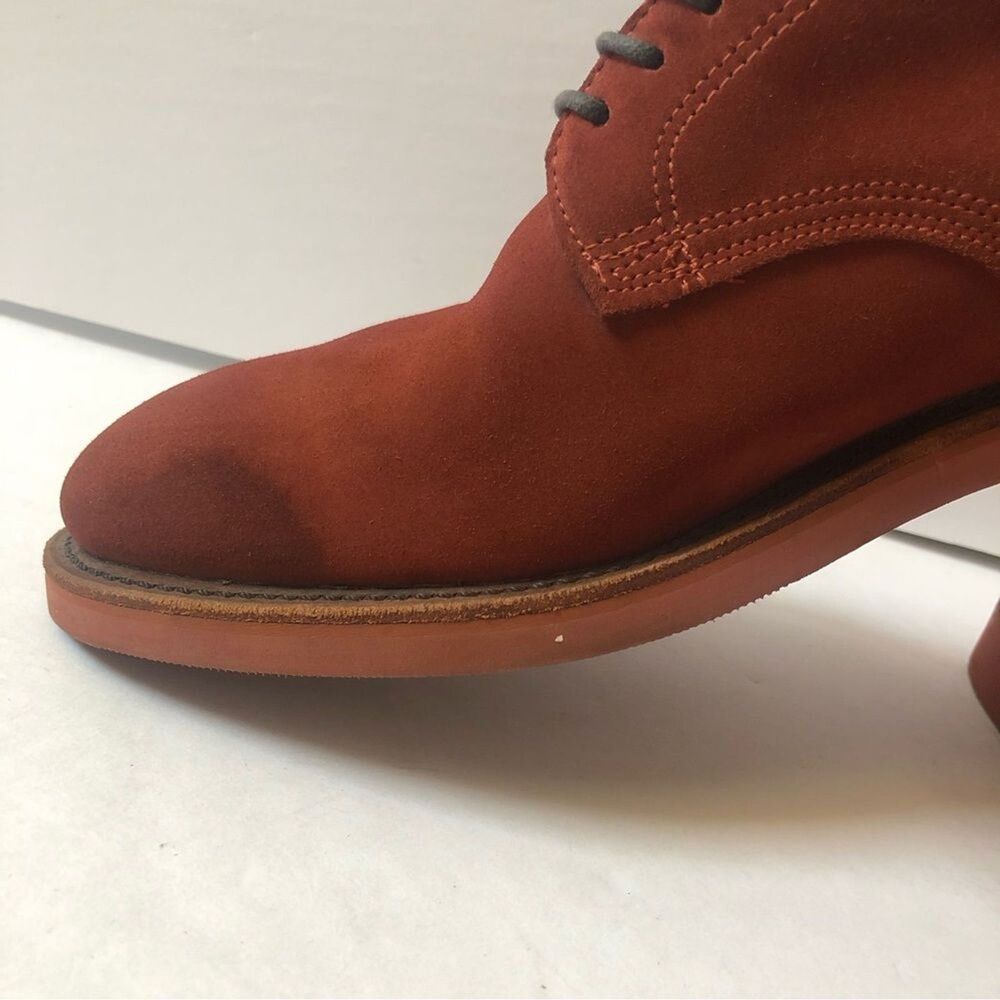 VTG WALK-OVER Men 10 Lace Up Red Suede Oxford Retro Derby Shoes USA Academia 50s - Picture 7 of 16